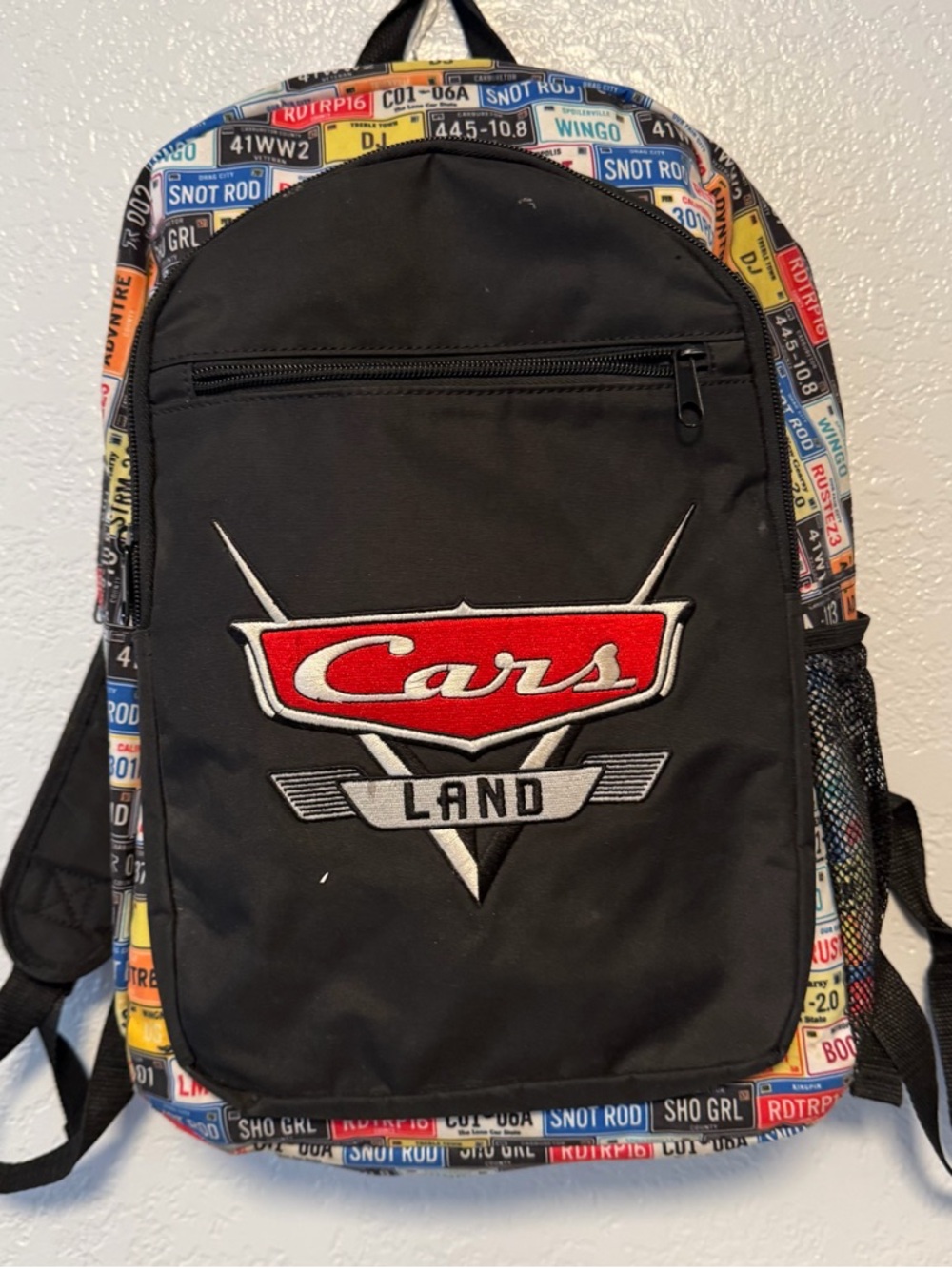 Cars Land Black Kids' Backpack with Colorful License-Plate Trim